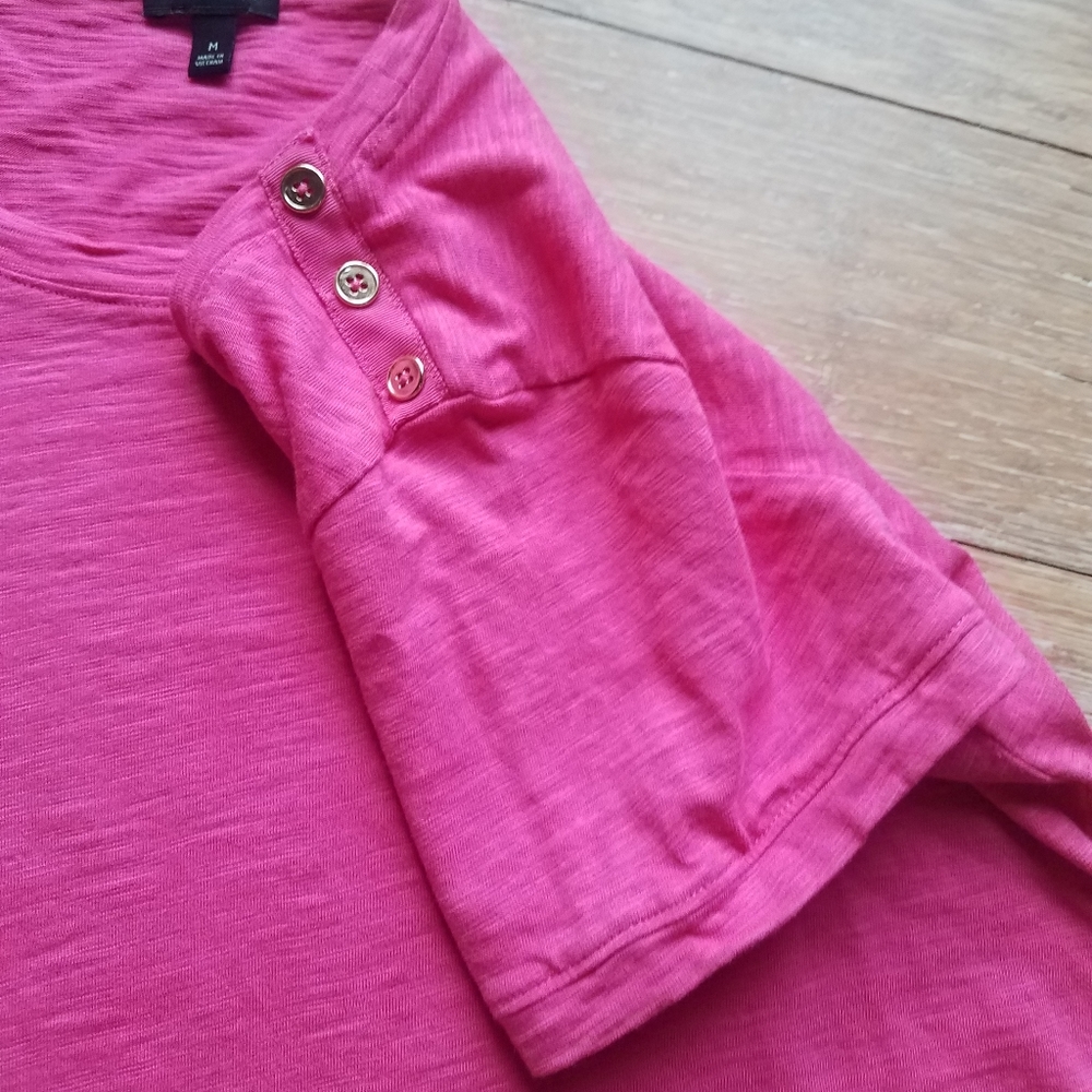 Talbots Pink Button Tee - Picture 4 of 9